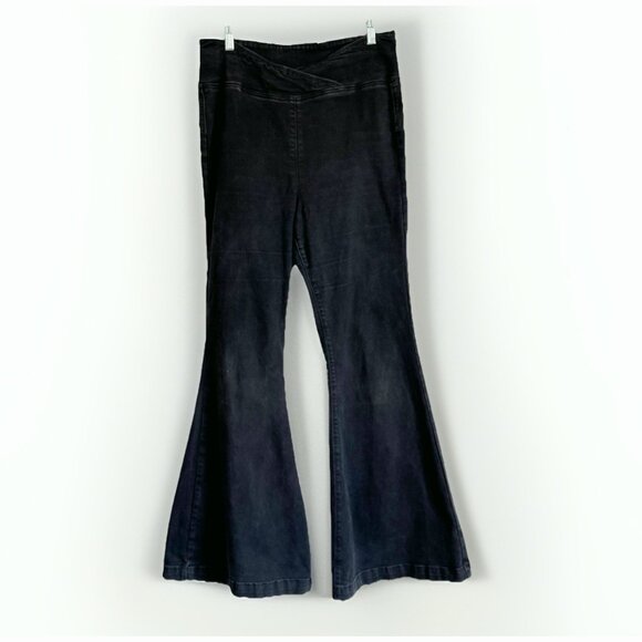 Free People Womens Venice Beach High Rise Flare Jeans Black Sz 32 Boho Festival - Picture 3 of 11